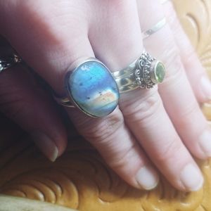 Labradorite Sterling Silver Ring Size 7 3/4